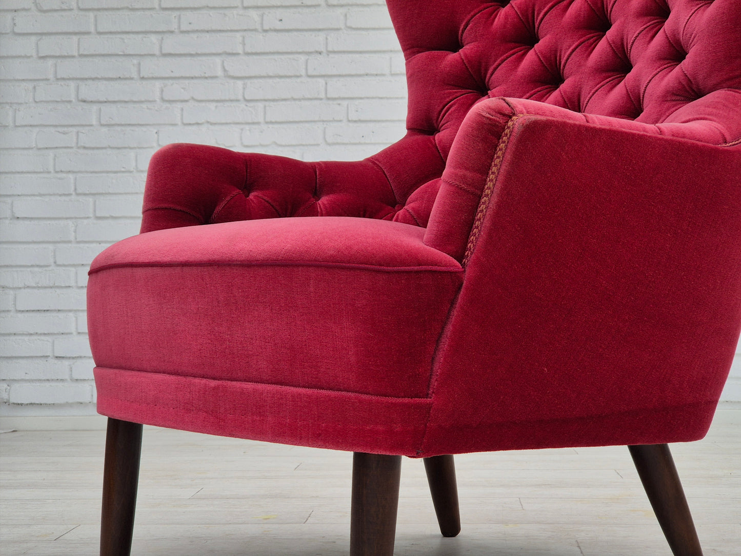 1960s, Scandinavian highback armchair, original condition, velour.