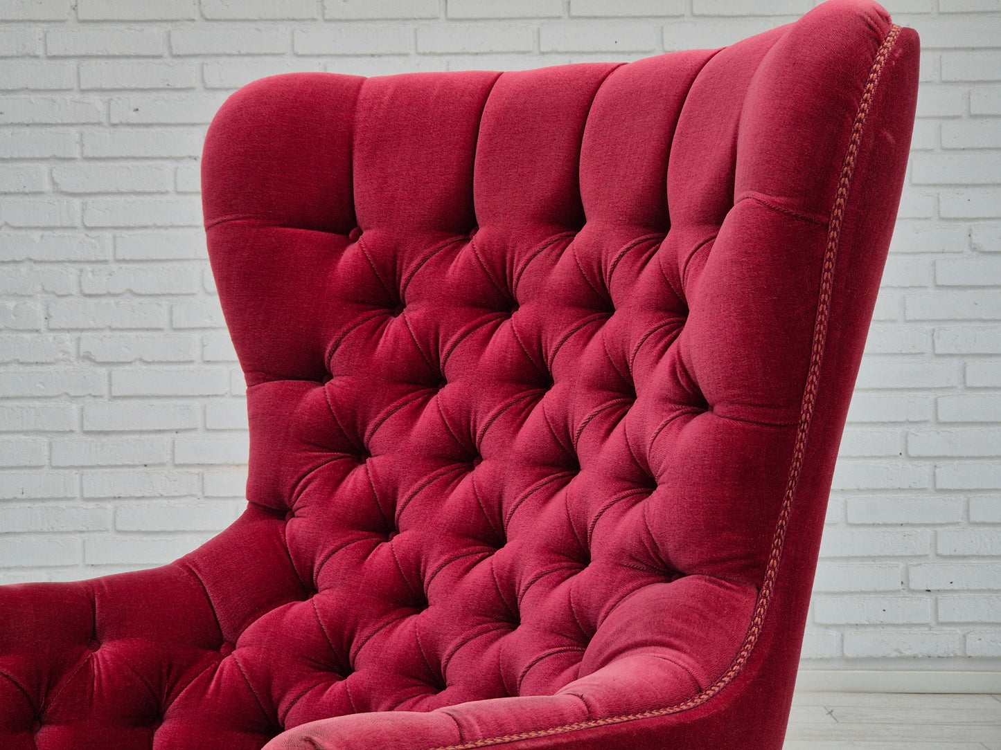 1960s, Scandinavian highback armchair, original condition, velour.