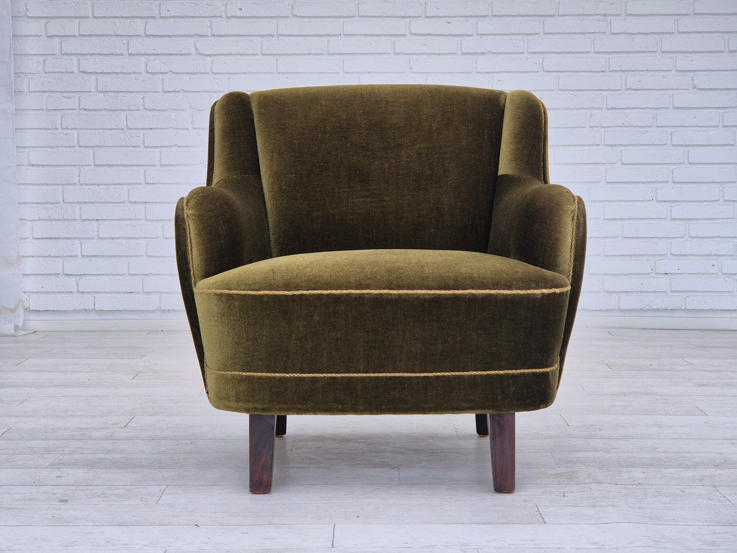 1970s, Danish lounge chair, furniture velour, beech wood, original.