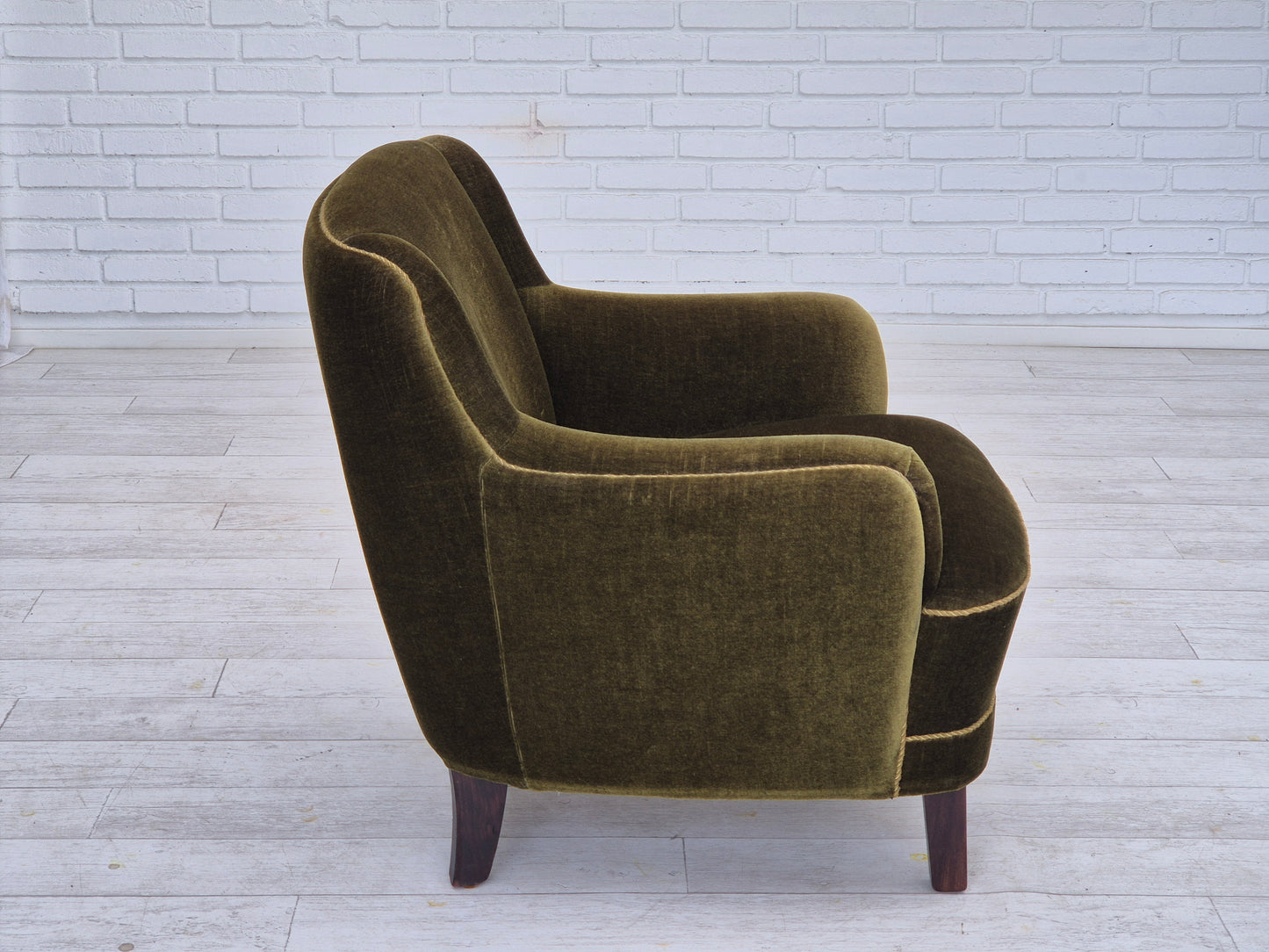 1970s, Danish lounge chair, furniture velour, beech wood, original.