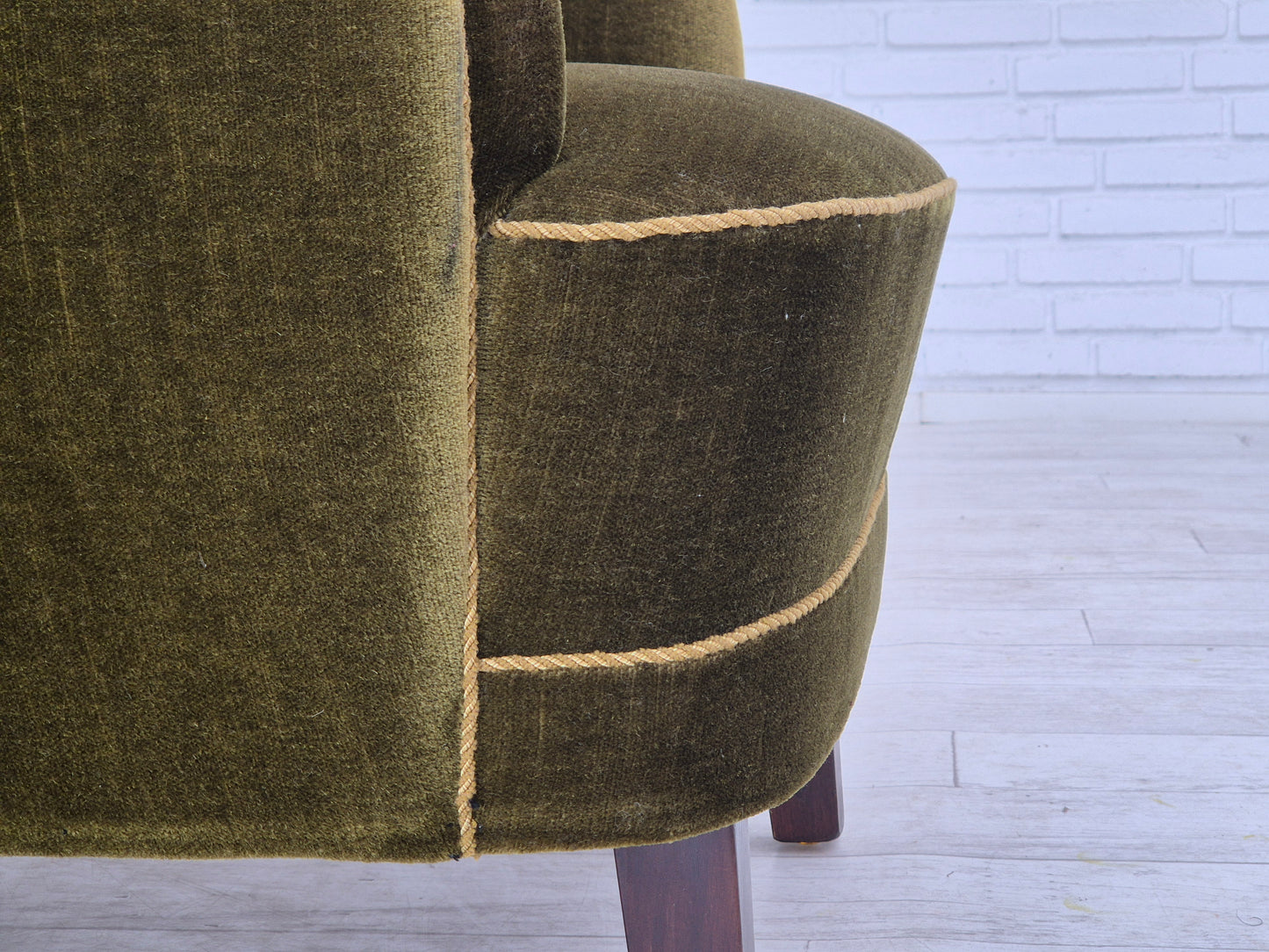 1970s, Danish lounge chair, furniture velour, beech wood, original.