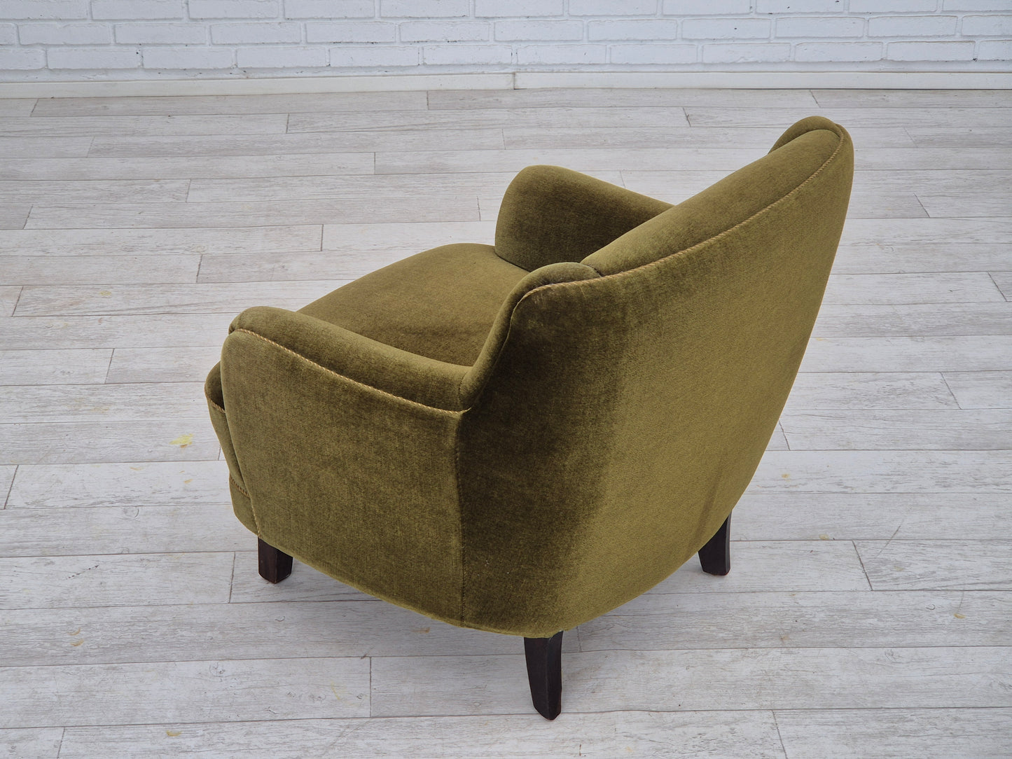 1970s, Danish lounge chair, furniture velour, beech wood, original.