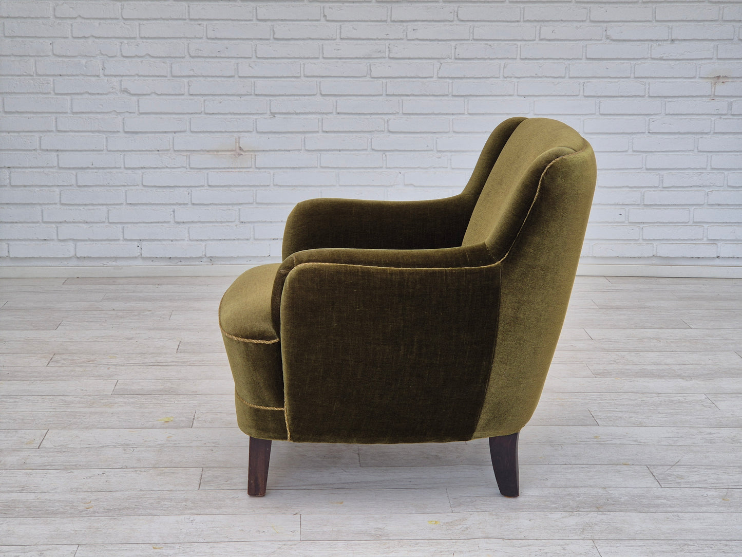 1970s, Danish lounge chair, furniture velour, beech wood, original.