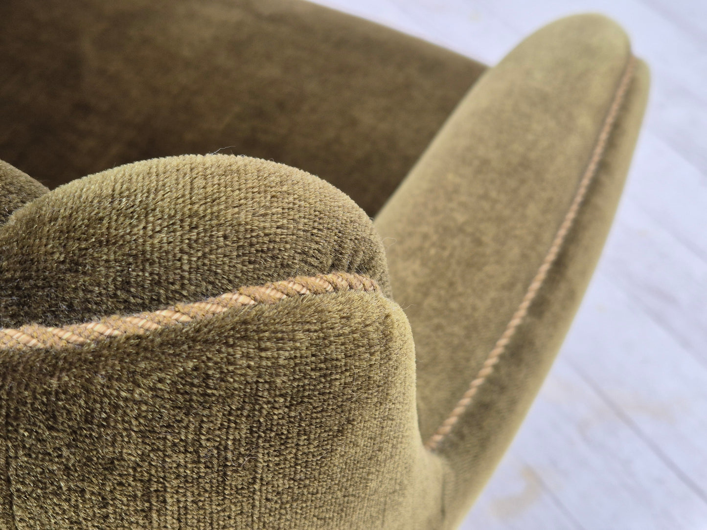 1970s, Danish lounge chair, furniture velour, beech wood, original.