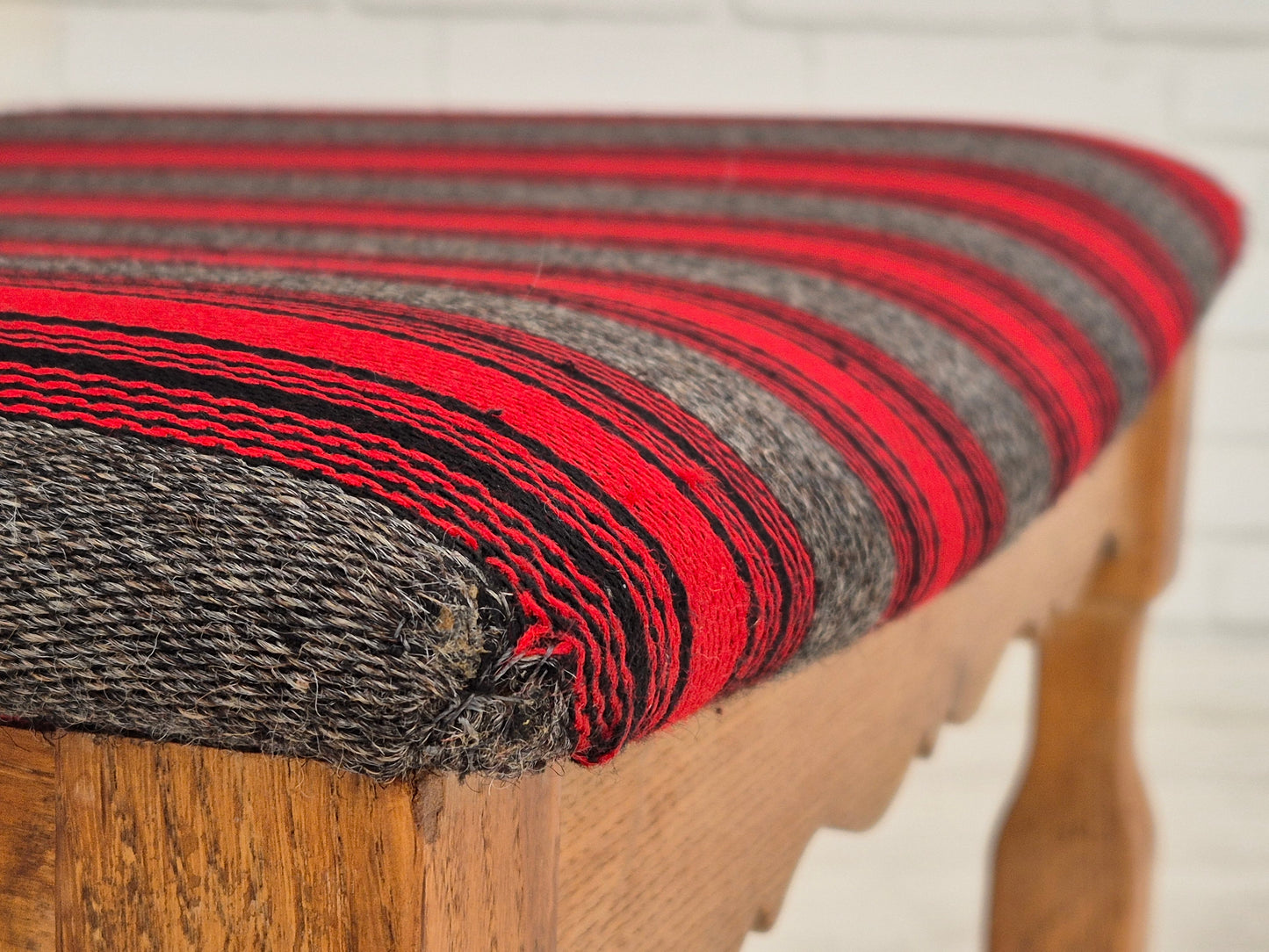 1970s, Danish design by Henning Kjærnulf, set of 4 dining chairs, original condition, oak, wool.