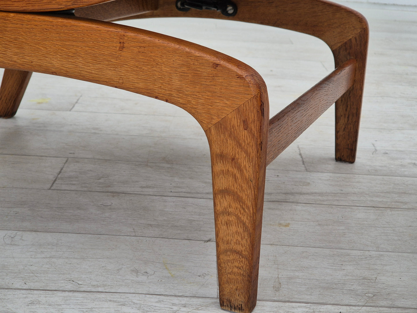 1960s, Danish design, oak wood rocking chair with footstool, furniture wool, original condition.