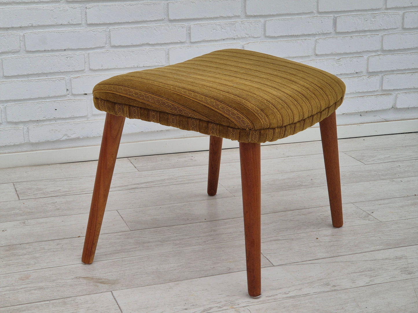 1960s, Danish design, oak wood rocking chair with footstool, furniture wool, original condition.