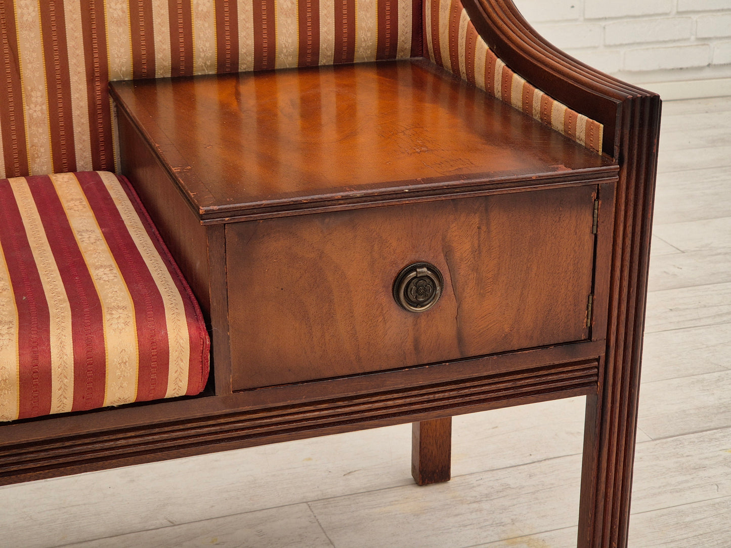 1950s, Scandinavian design, seater bench-dresser, mahogany.