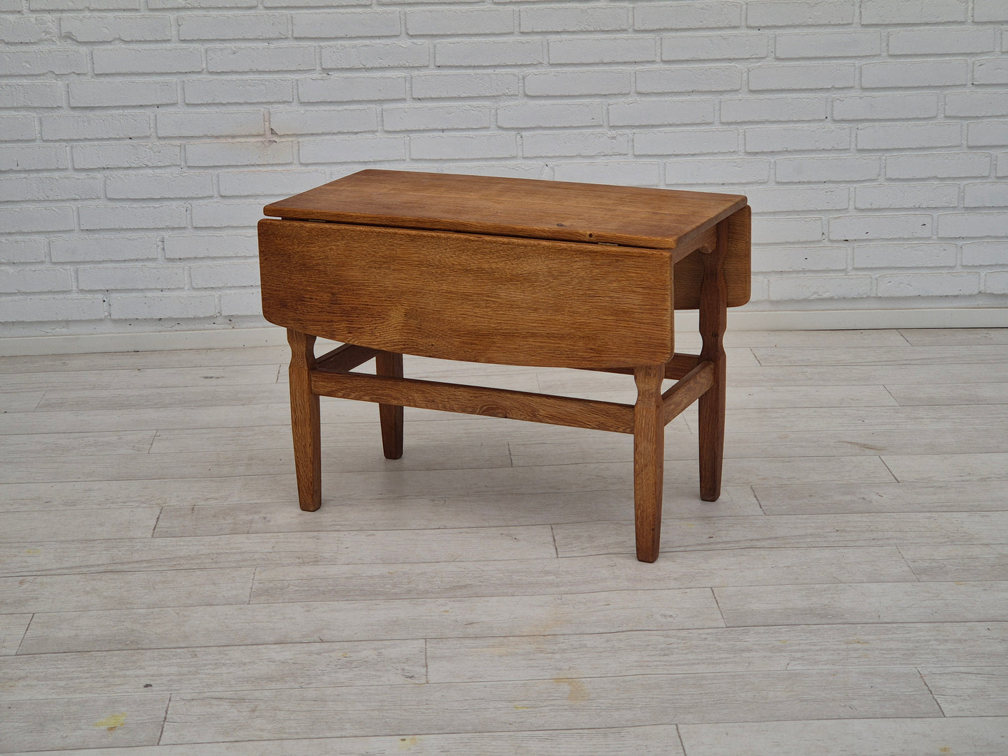 1970s, Danish design by Henning Kjærnulf for EG Kvalitetsmøbel, foldable sofa table, oak.