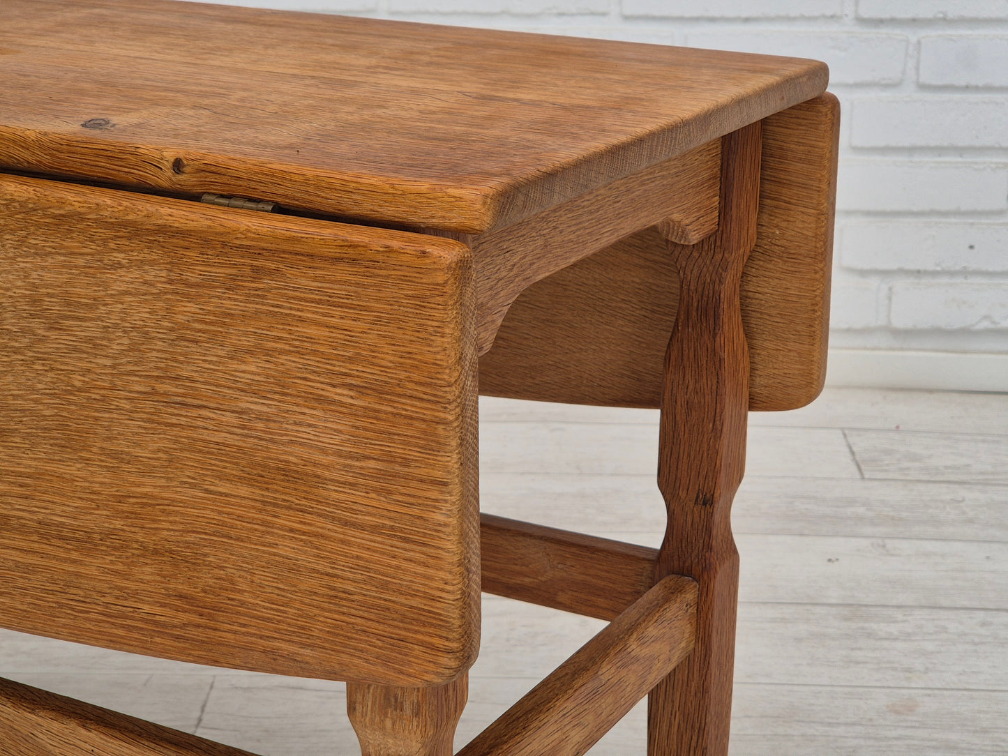 1970s, Danish design by Henning Kjærnulf for EG Kvalitetsmøbel, foldable sofa table, oak.