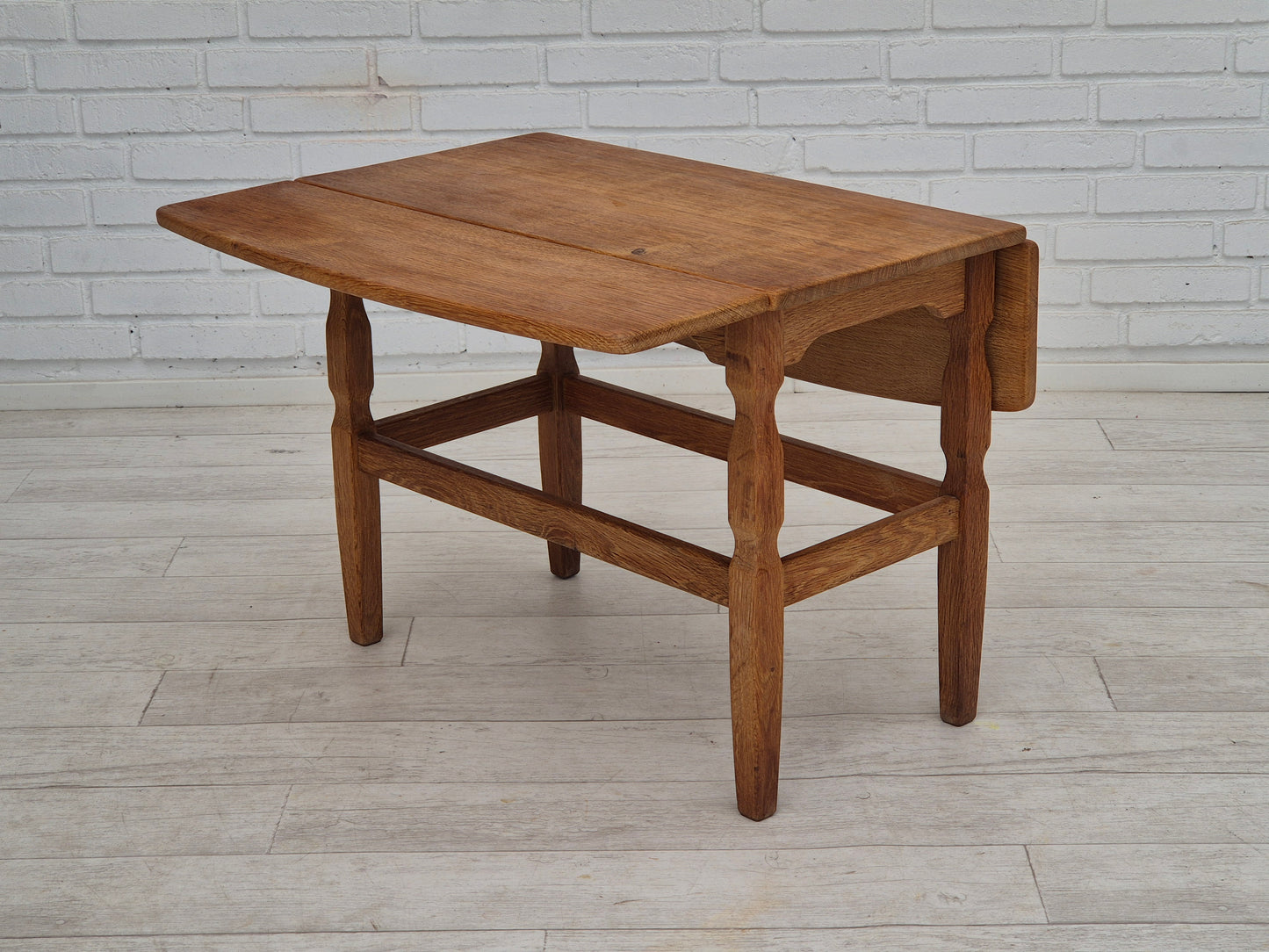 1970s, Danish design by Henning Kjærnulf for EG Kvalitetsmøbel, foldable sofa table, oak.