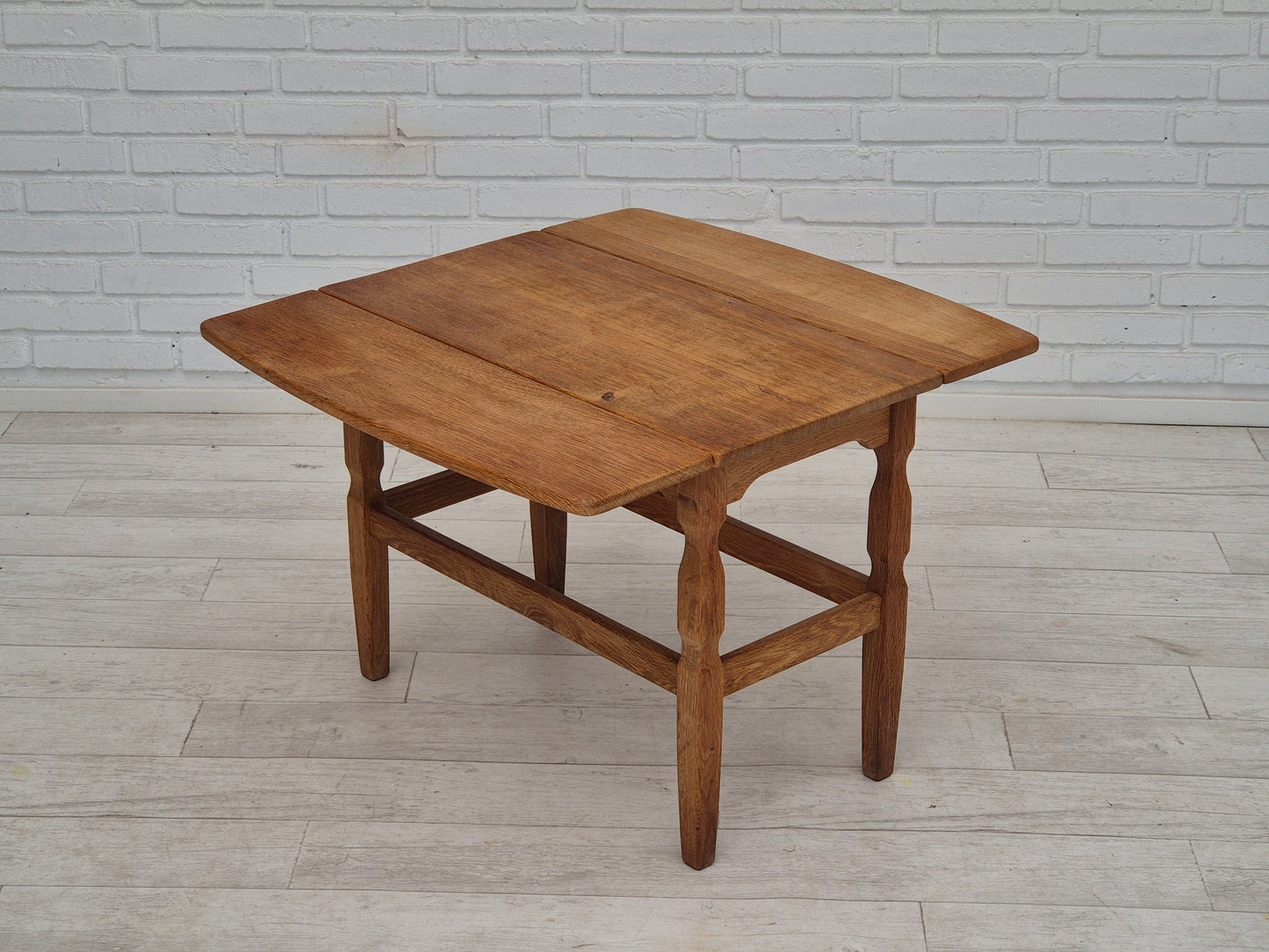 1970s, Danish design by Henning Kjærnulf for EG Kvalitetsmøbel, foldable sofa table, oak.