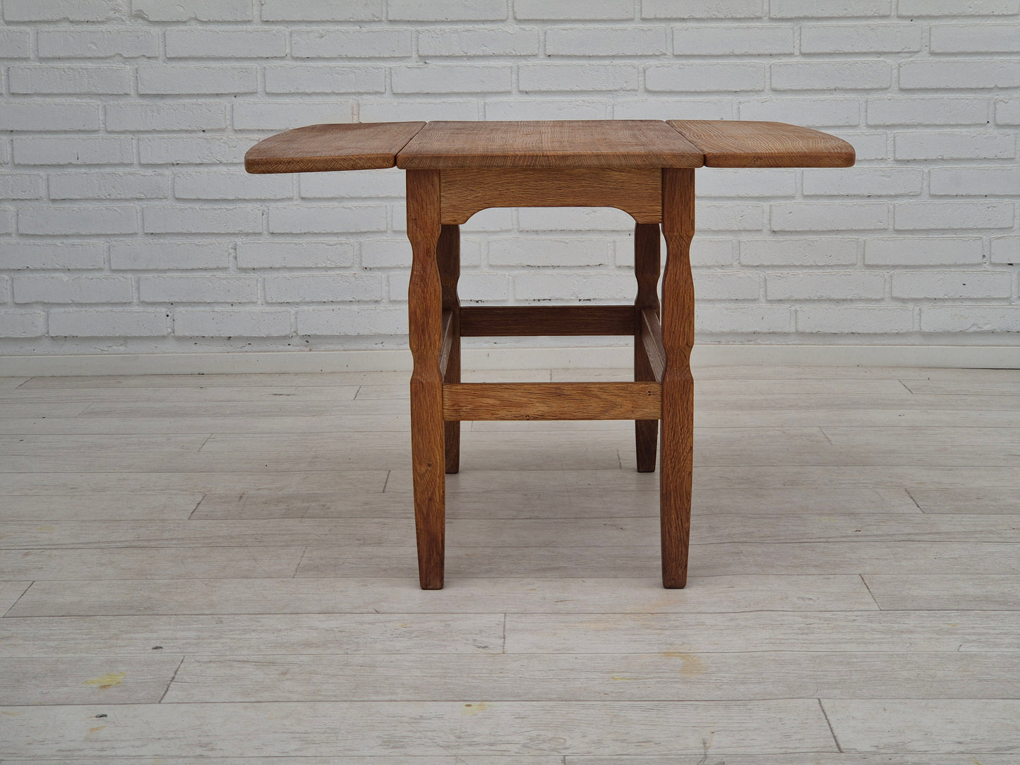 1970s, Danish design by Henning Kjærnulf for EG Kvalitetsmøbel, foldable sofa table, oak.