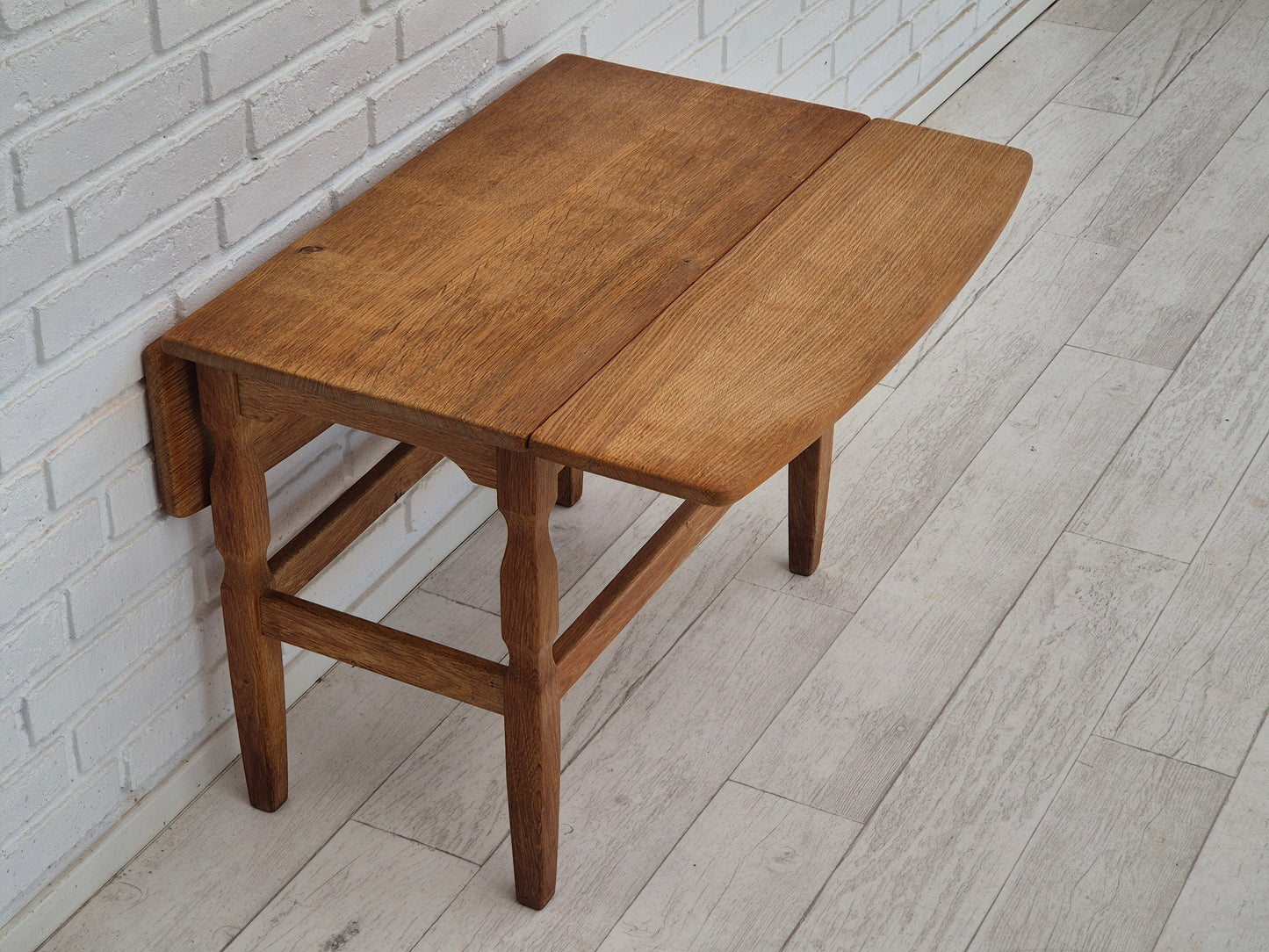 1970s, Danish design by Henning Kjærnulf for EG Kvalitetsmøbel, foldable sofa table, oak.