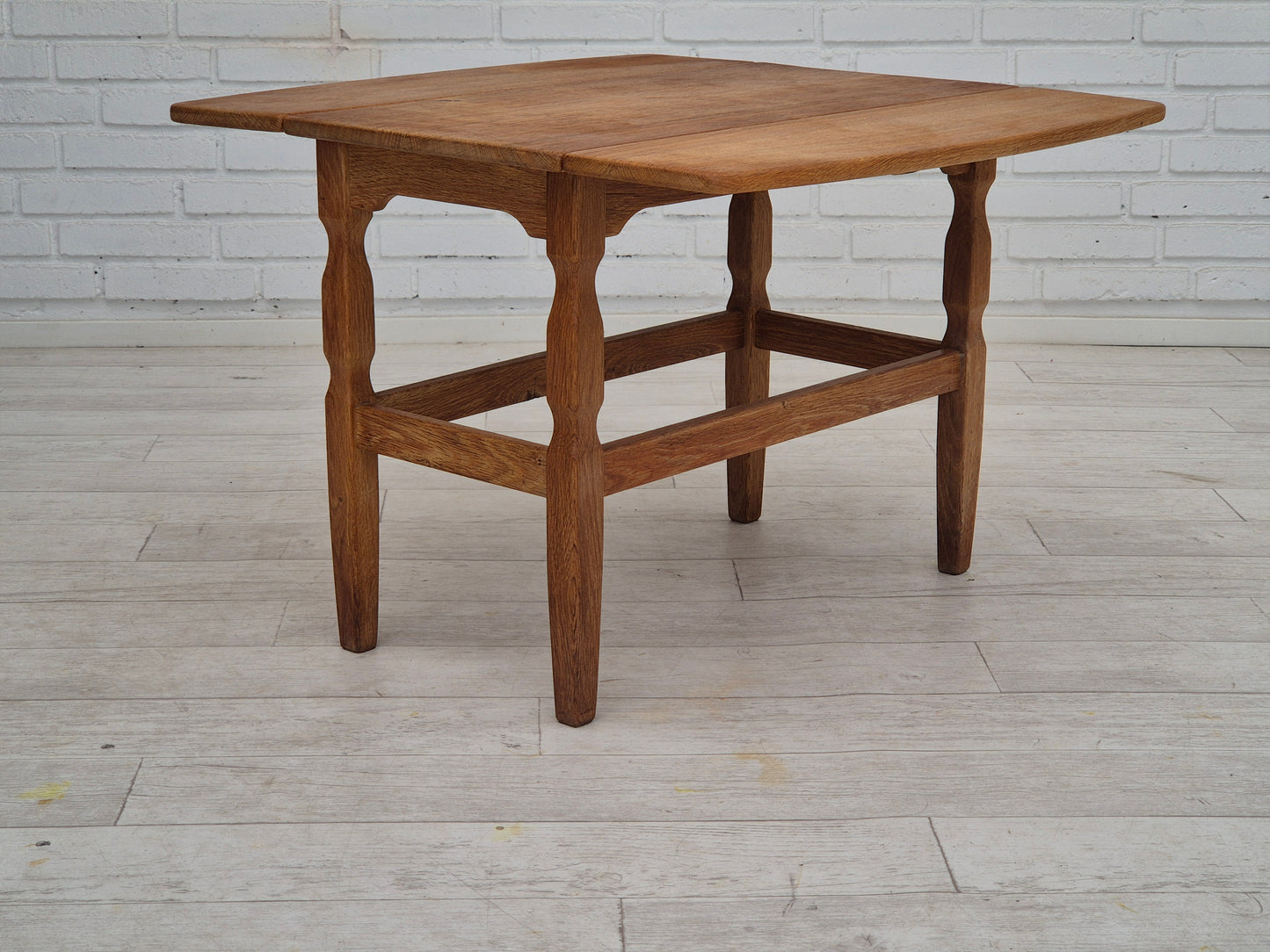 1970s, Danish design by Henning Kjærnulf for EG Kvalitetsmøbel, foldable sofa table, oak.