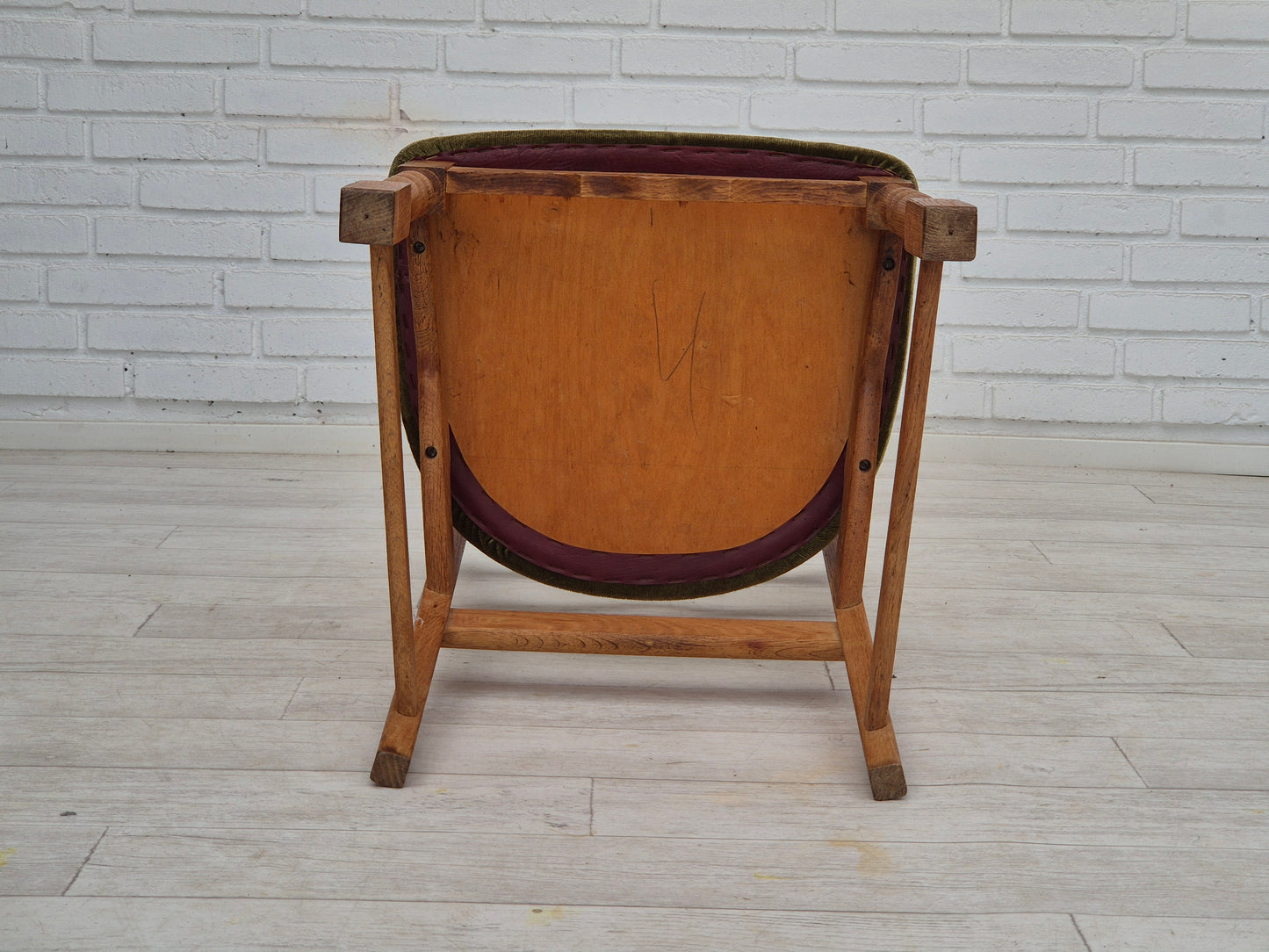 1970s, set of 4 Danish dining chairs, original condition, oak wood, furniture velour.