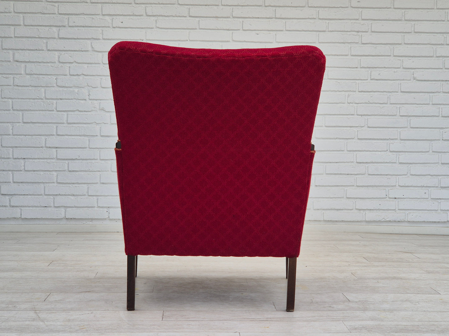 1950s, Danish design, armchair, original condition, red cotton-wool fabric.