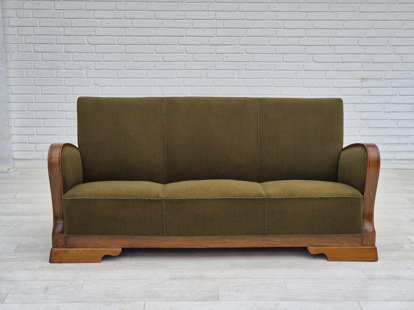 1950s, Danish 3 seater sofa in original very good condition, oak wood.