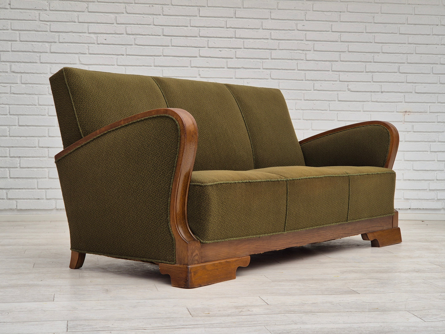 1950s, Danish 3 seater sofa in original very good condition, oak wood.