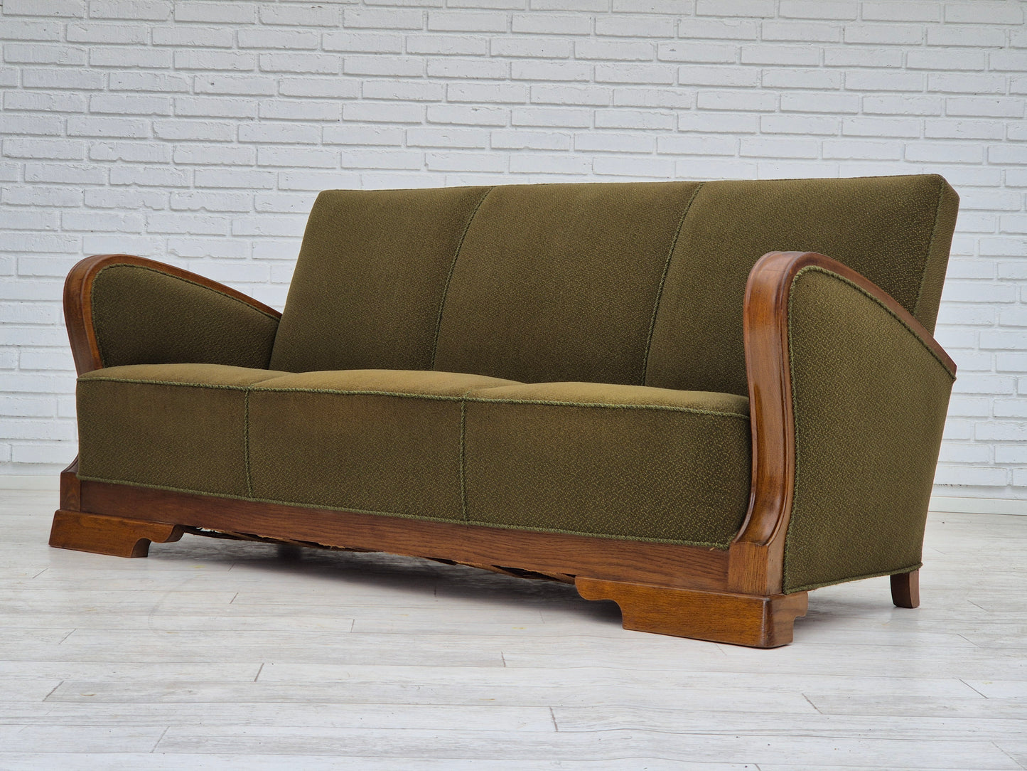 1950s, Danish 3 seater sofa in original very good condition, oak wood.