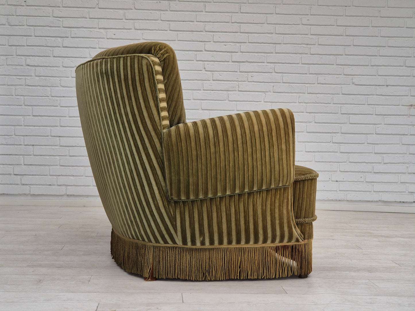 1960s, Danish 3-seater "Banan" sofa, original green velour.