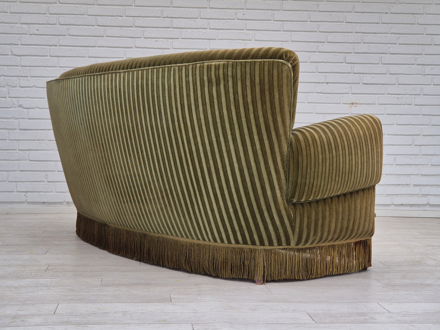 1960s, Danish 3-seater "Banan" sofa, original green velour.