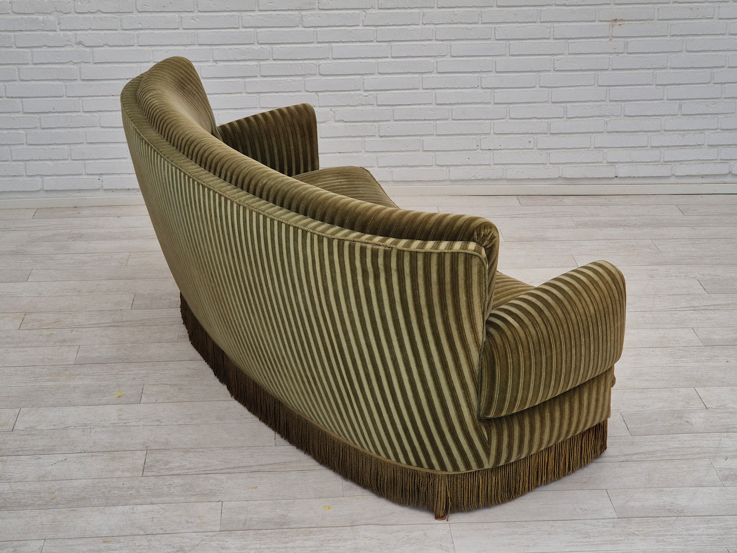 1960s, Danish 3-seater "Banan" sofa, original green velour.