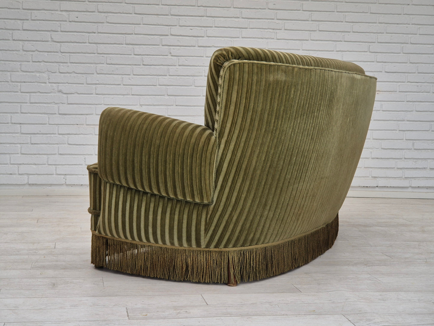 1960s, Danish 3-seater "Banan" sofa, original green velour.