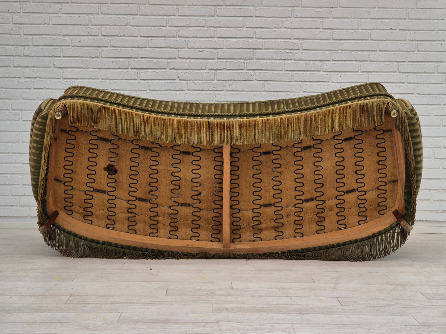 1960s, Danish 3-seater "Banan" sofa, original green velour.