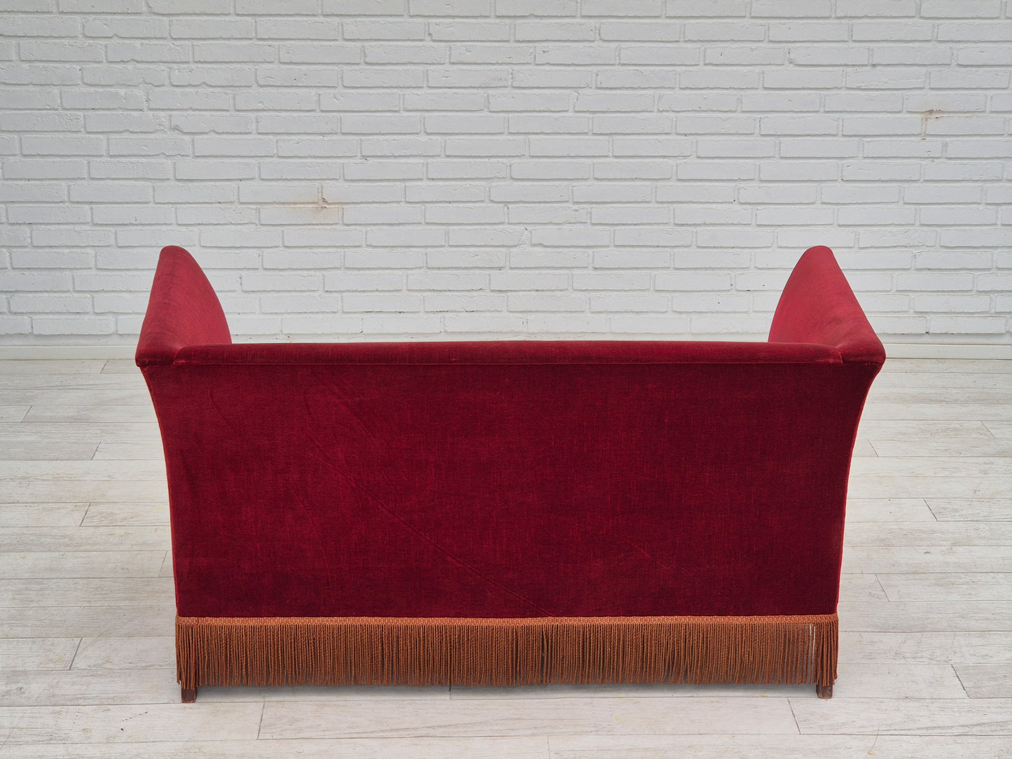 1970s, Danish 2 seater sofa, original condition, furniture velour, ash wood.