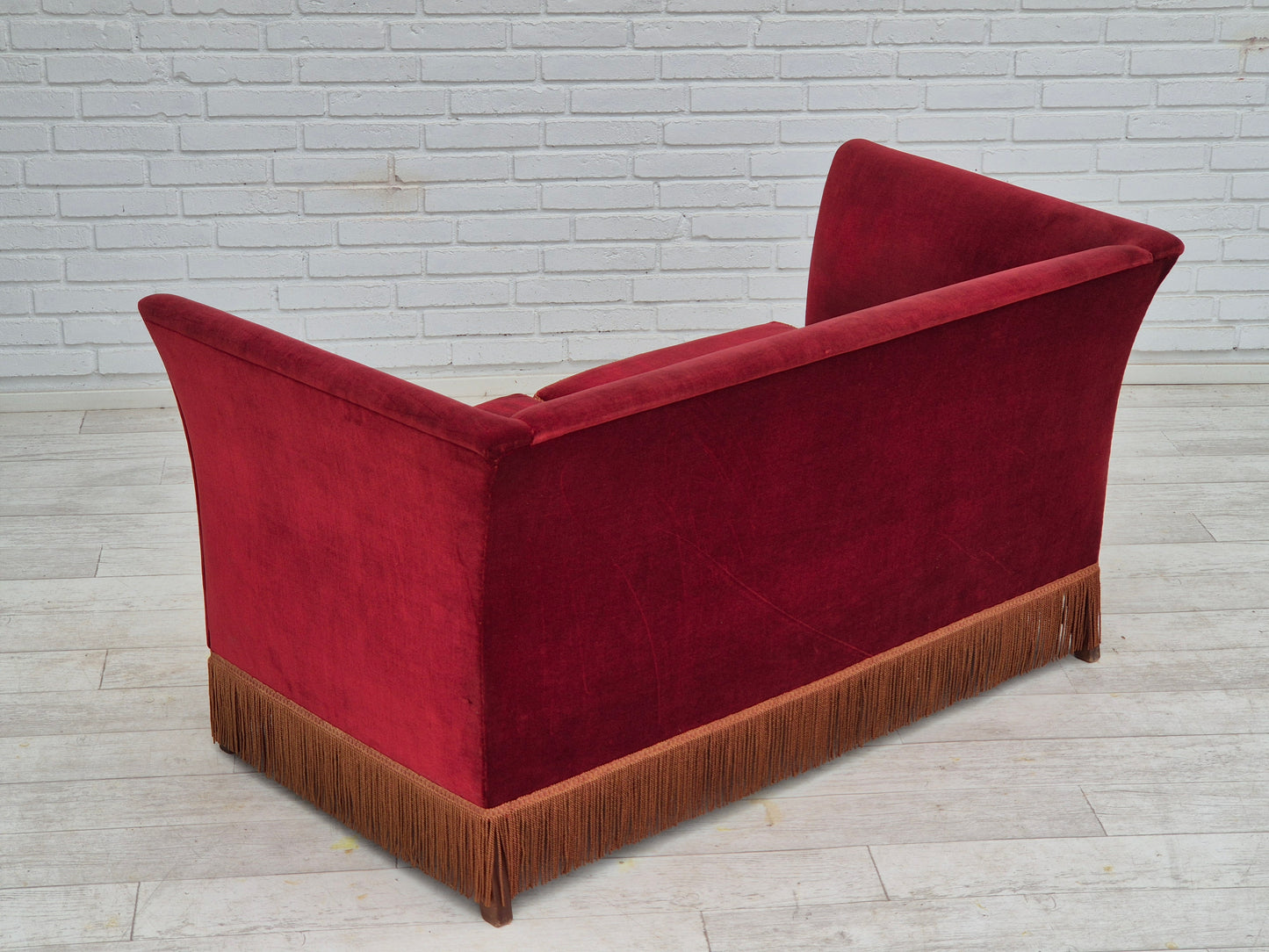 1970s, Danish 2 seater sofa, original condition, furniture velour, ash wood.