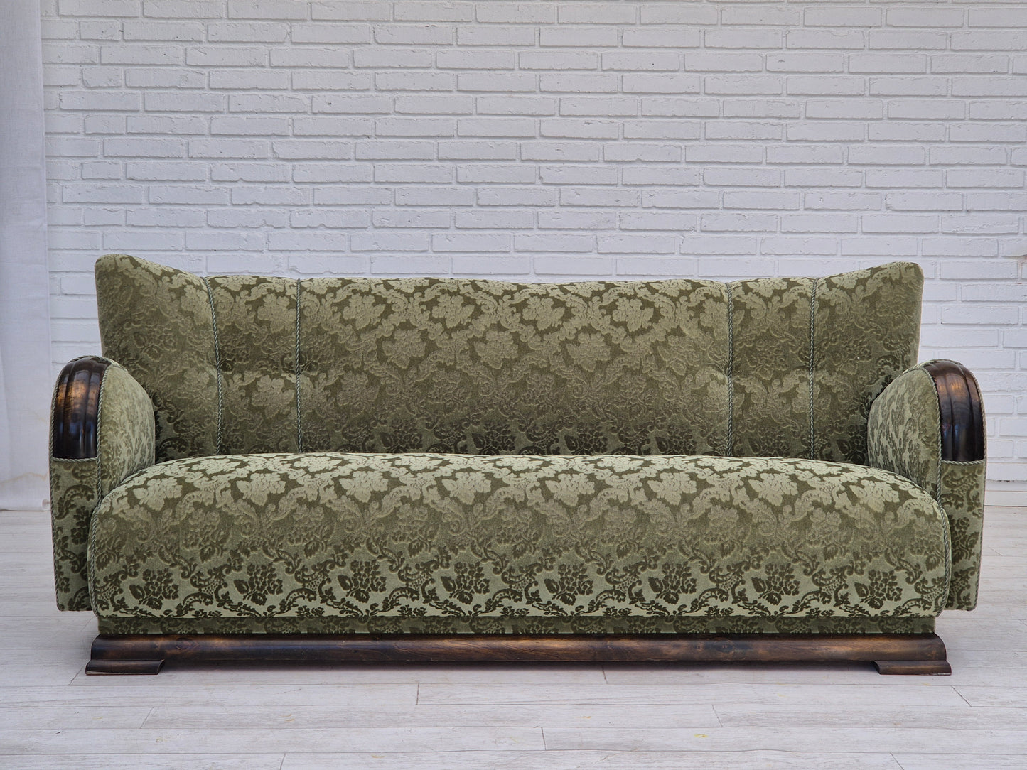 1960s, Danish 3 seater sofa in original very good condition, green velour.