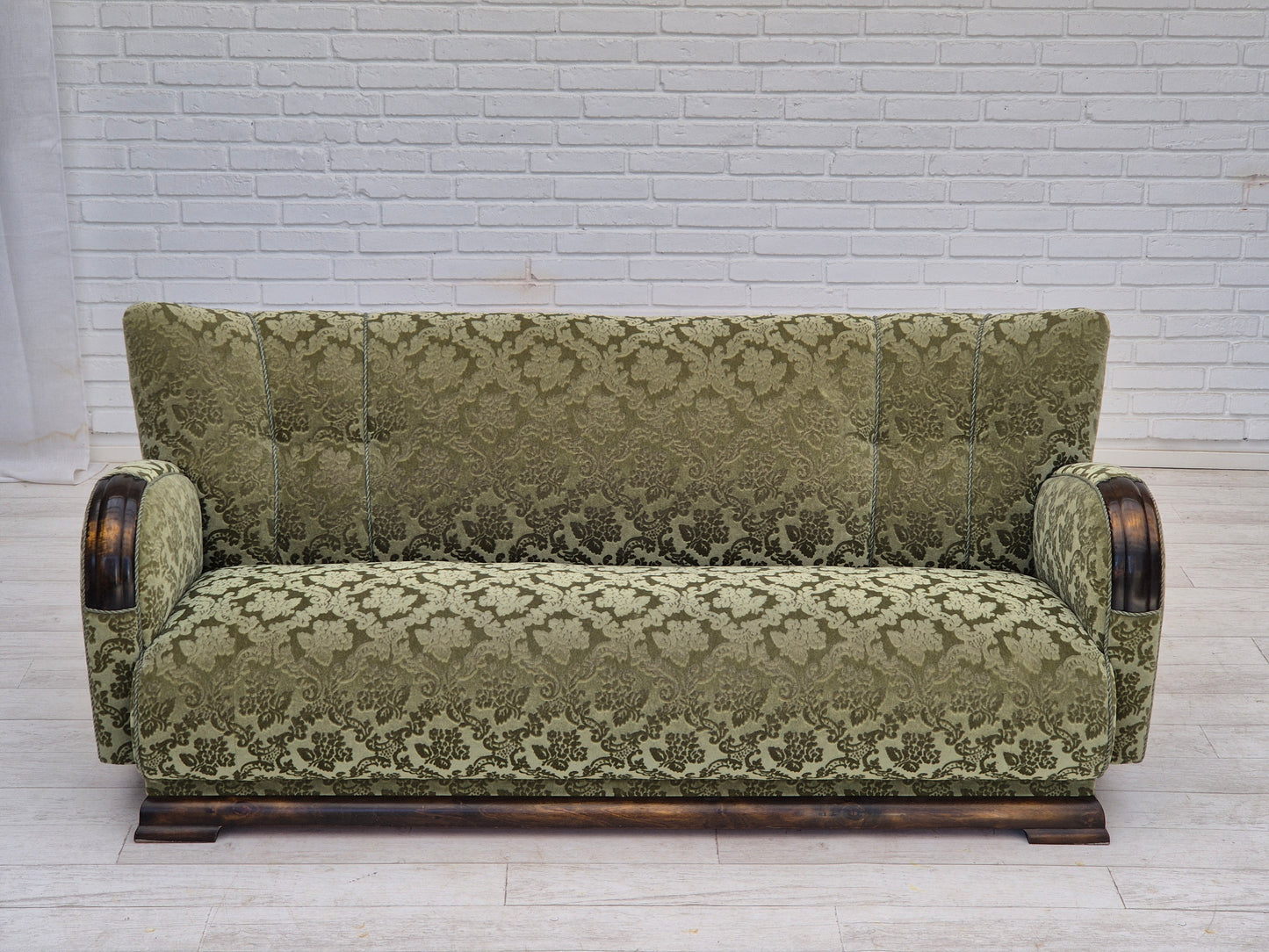 1960s, Danish 3 seater sofa in original very good condition, green velour.