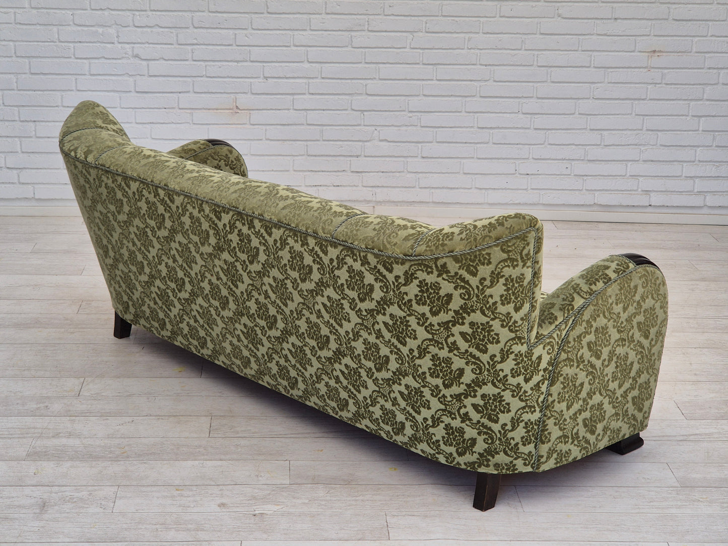 1960s, Danish 3 seater sofa in original very good condition, green velour.