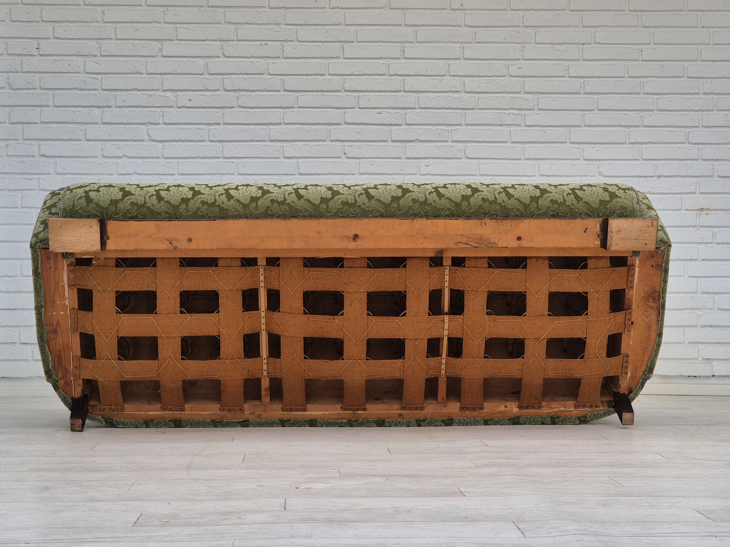 1960s, Danish 3 seater sofa in original very good condition, green velour.