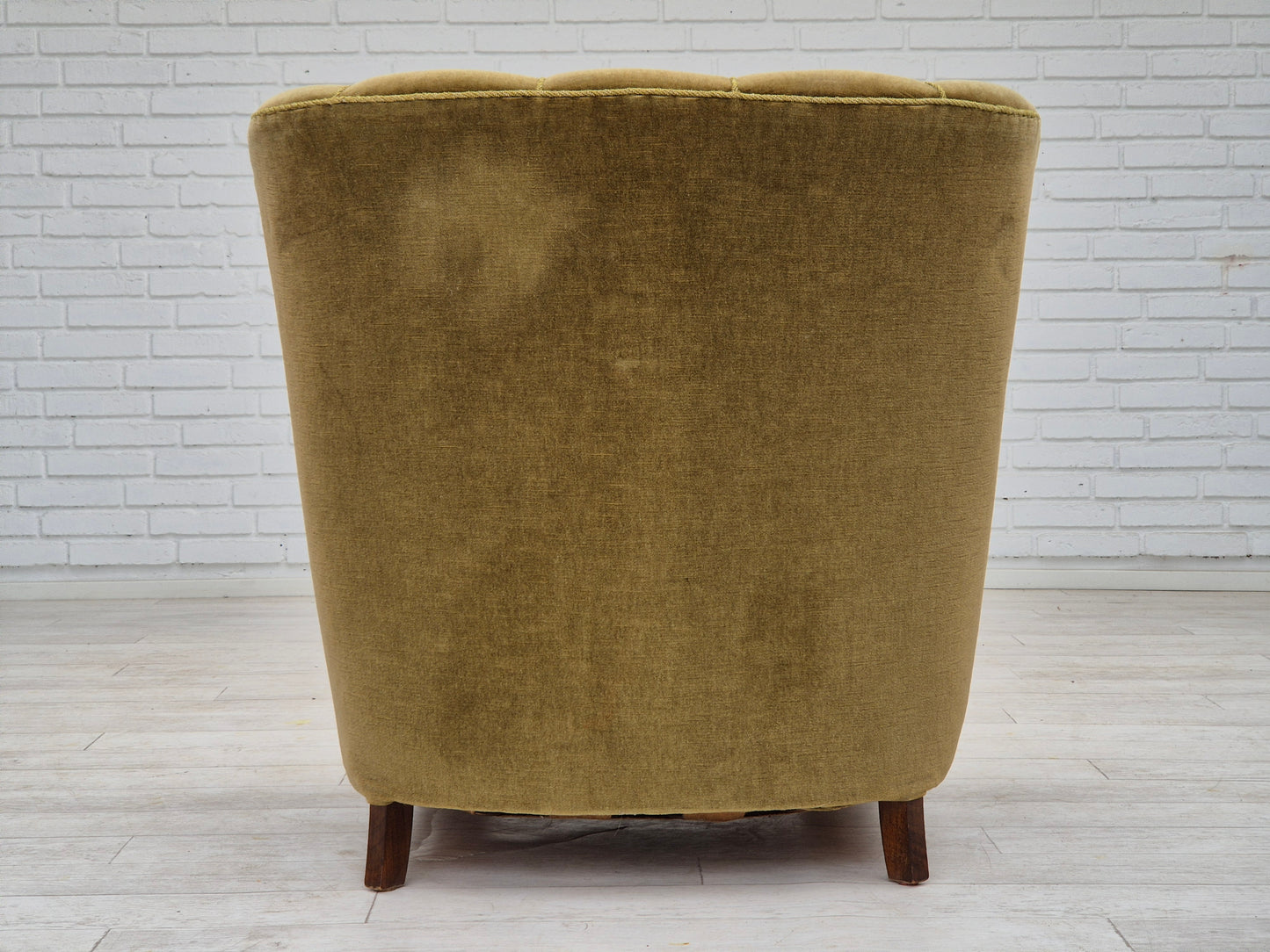 1960s, Danish vintage armchair, furniture velour, dark beech wood.