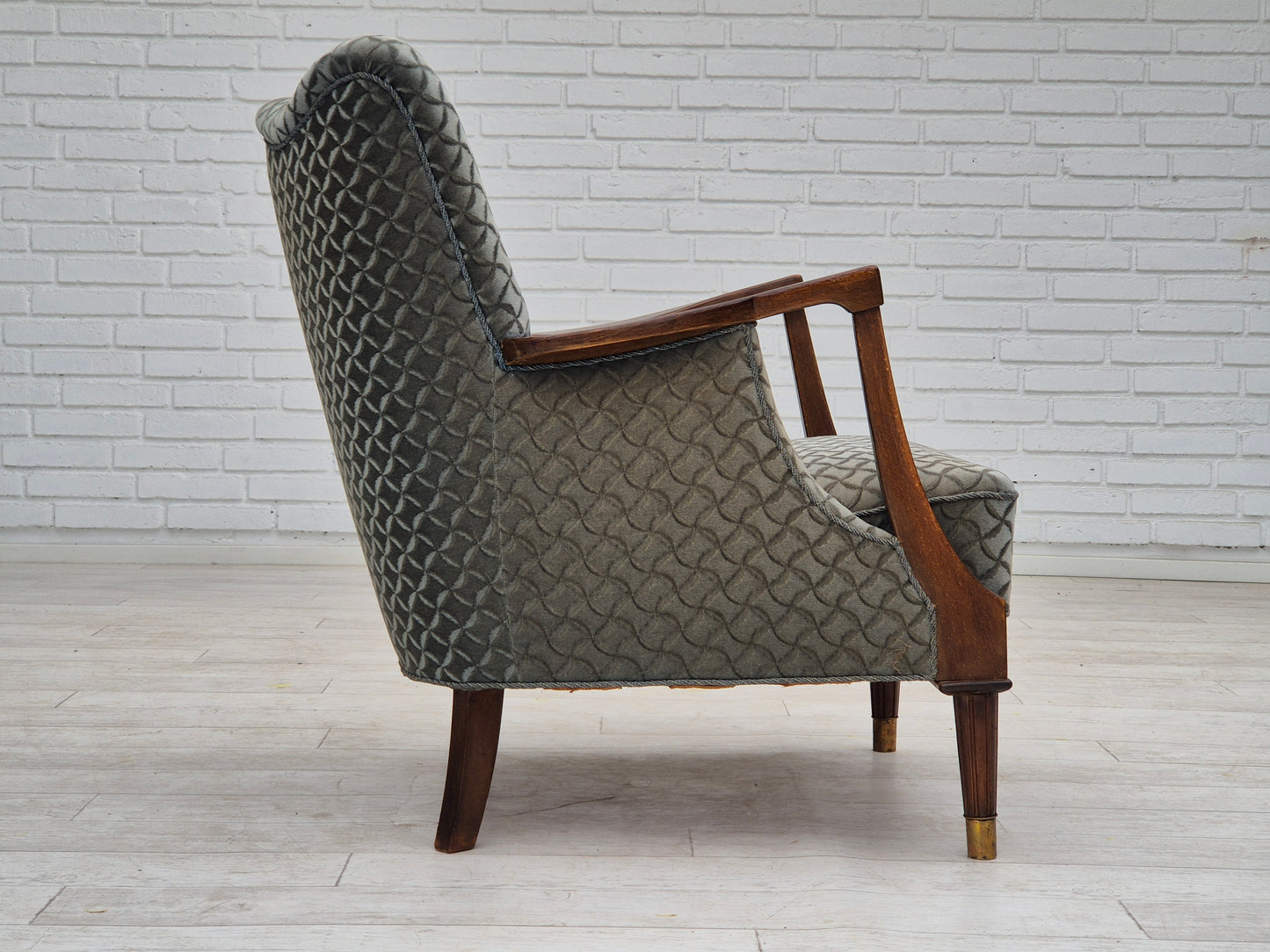 1960s, Danish armchair, original very good condition, furniture velour, beech wood.