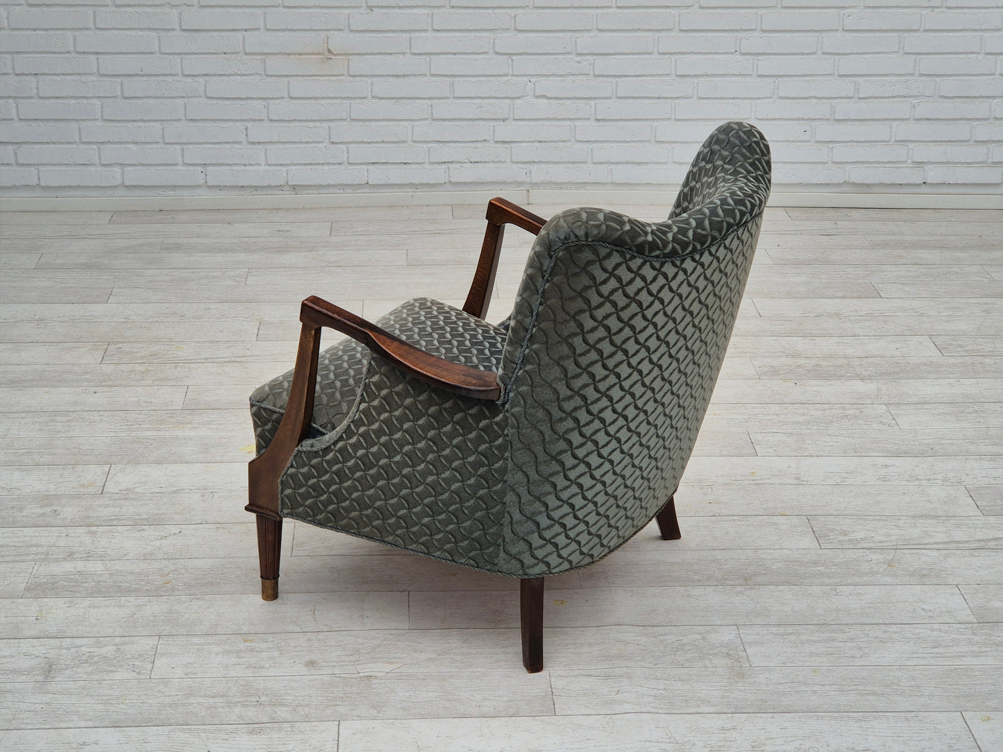 1960s, Danish armchair, original very good condition, furniture velour, beech wood.