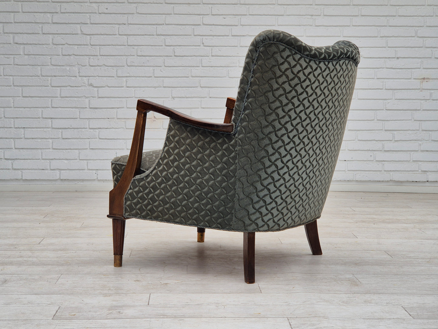 1960s, Danish armchair, original very good condition, furniture velour, beech wood.