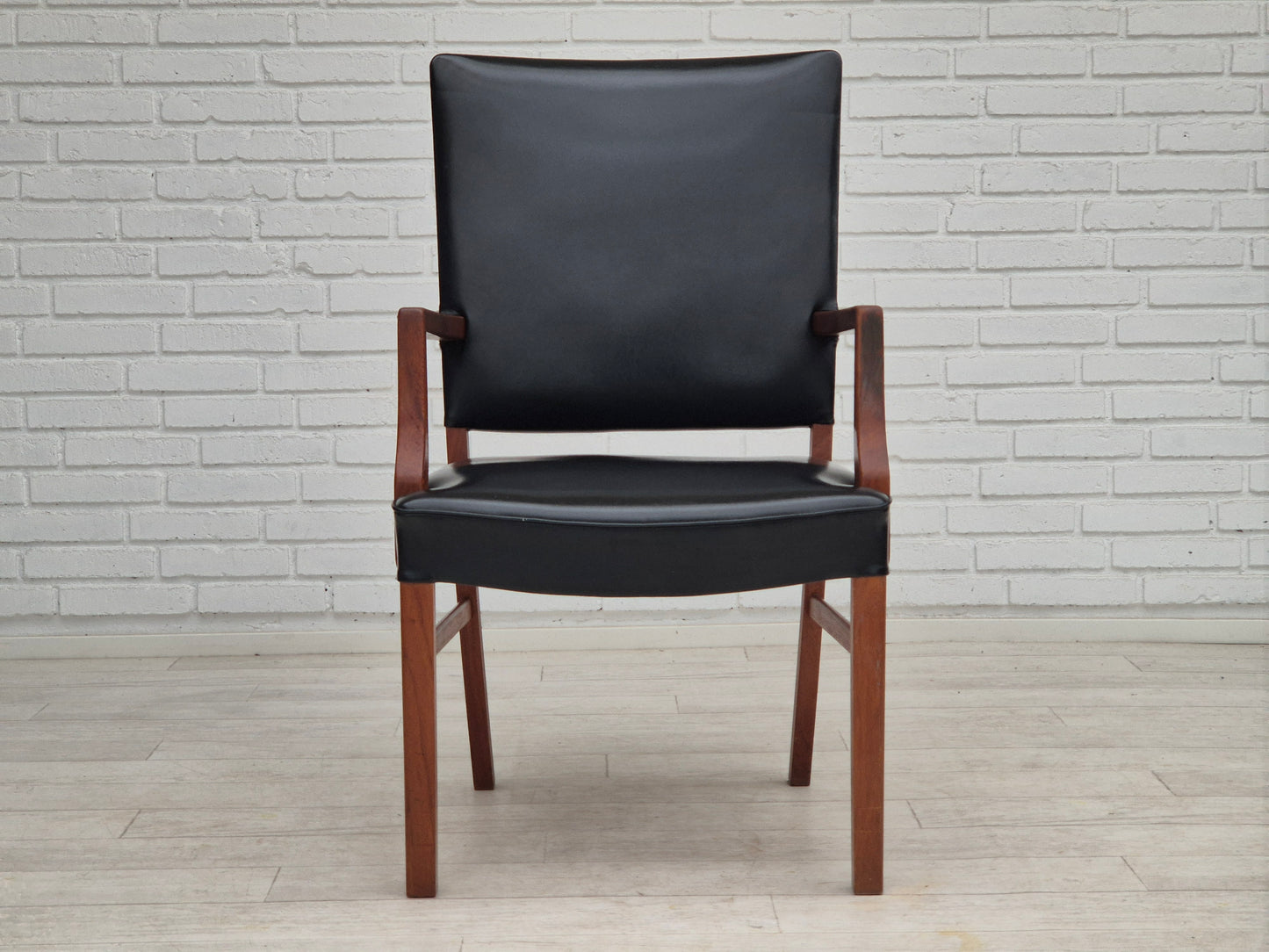 1960s, Danish armchair, original very good condition, teak wood, artificial leather.