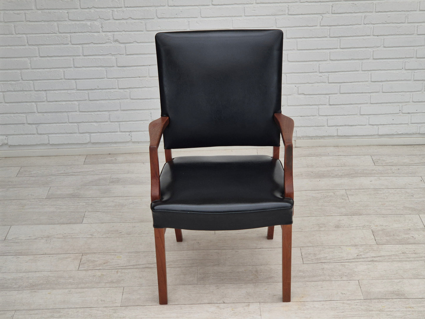 1960s, Danish armchair, original very good condition, teak wood, artificial leather.