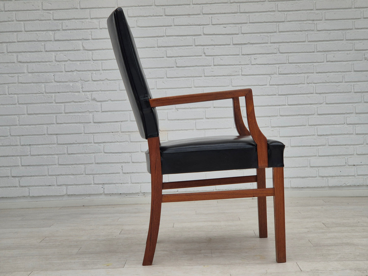 1960s, Danish armchair, original very good condition, teak wood, artificial leather.