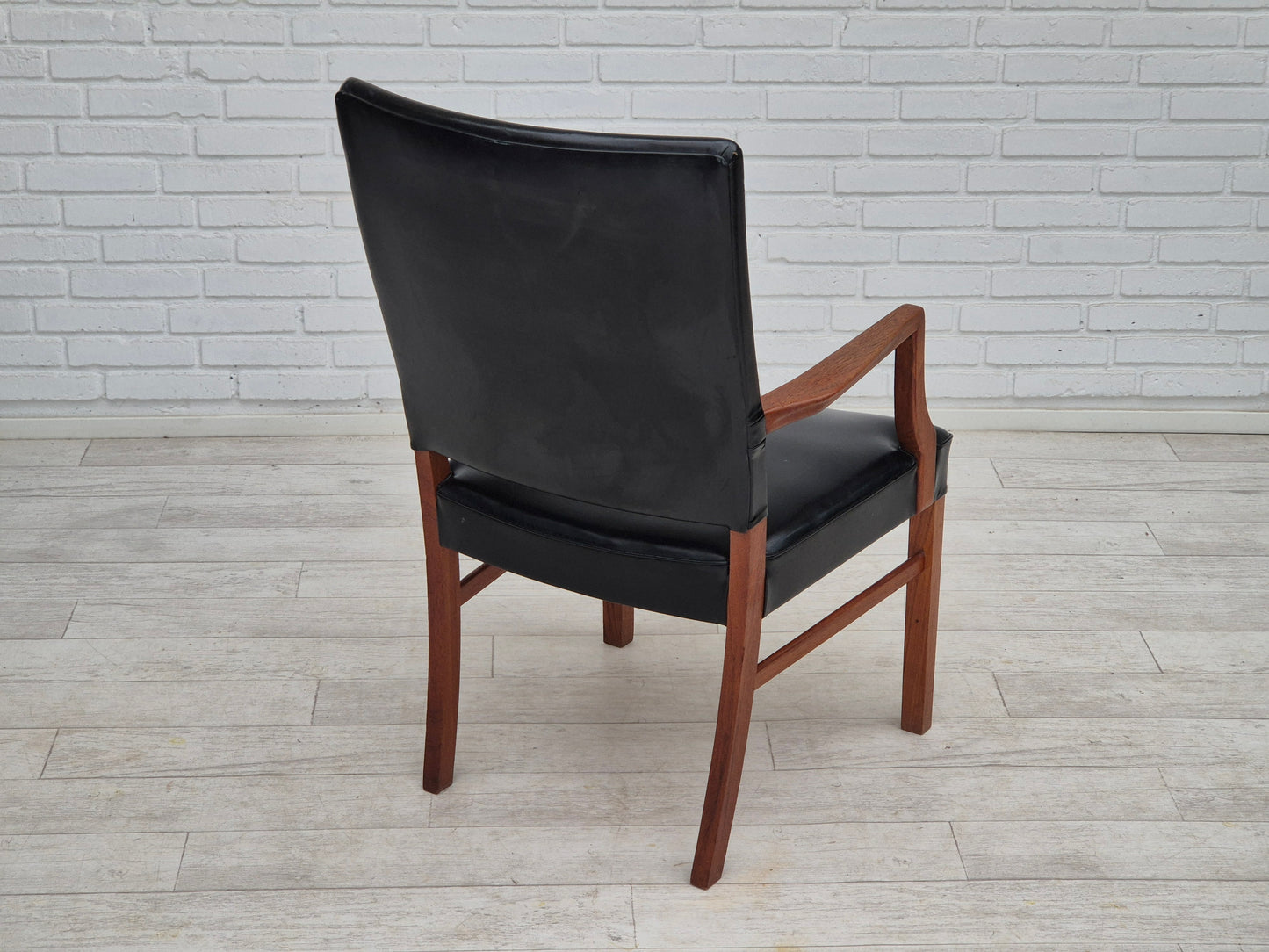 1960s, Danish armchair, original very good condition, teak wood, artificial leather.