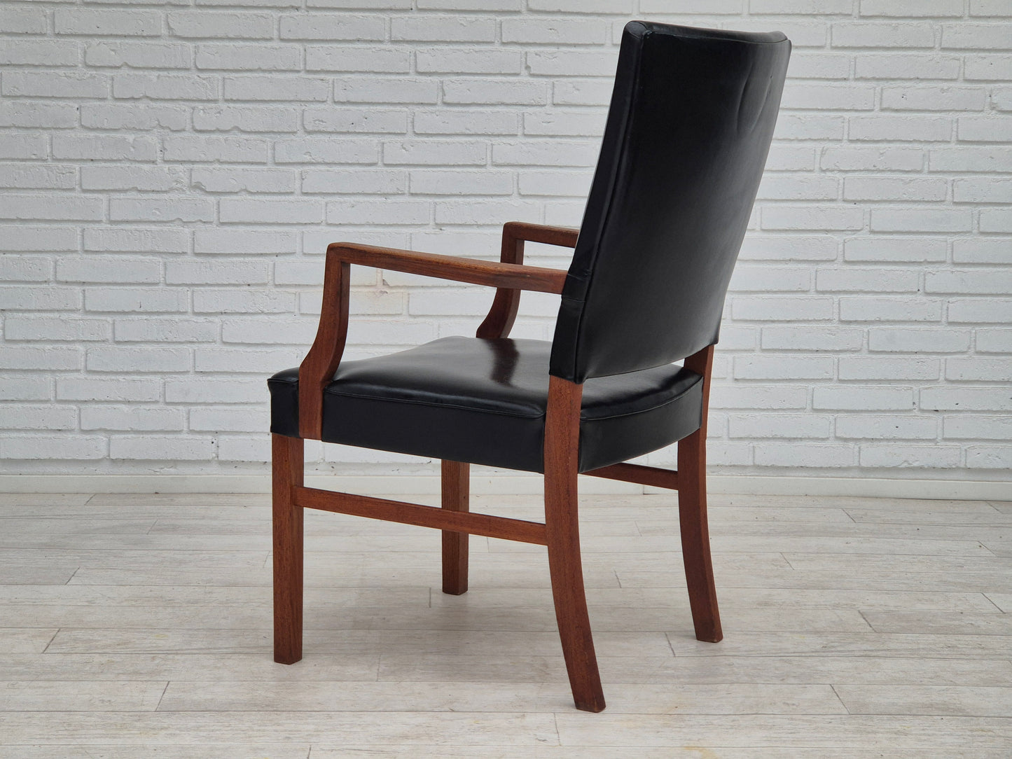 1960s, Danish armchair, original very good condition, teak wood, artificial leather.