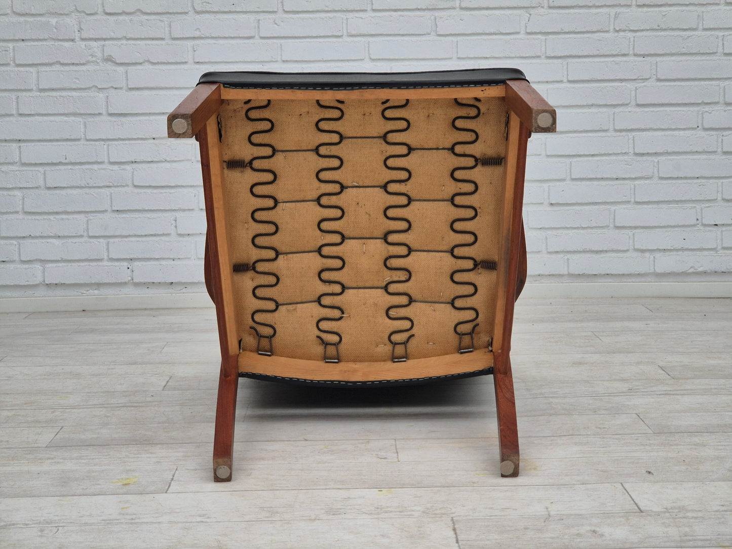 1960s, Danish armchair, original very good condition, teak wood, artificial leather.