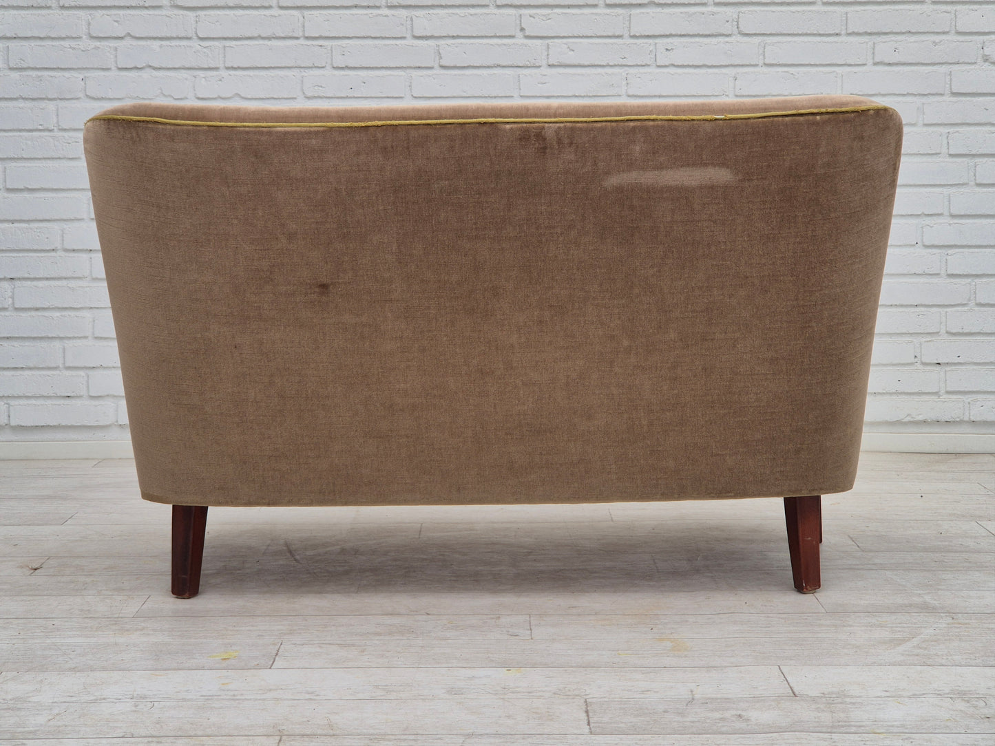 1960s, Danish 2 seater sofa, original condition, furniture velour, beech wood legs.