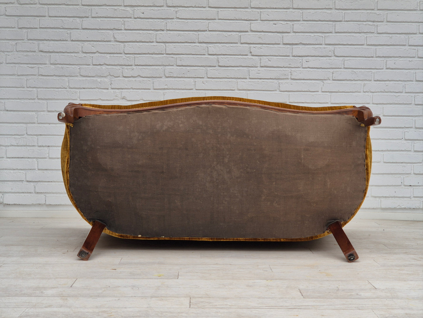 1950s, Danish sofa, vintage furniture velour, very good condition, mahogany wood.