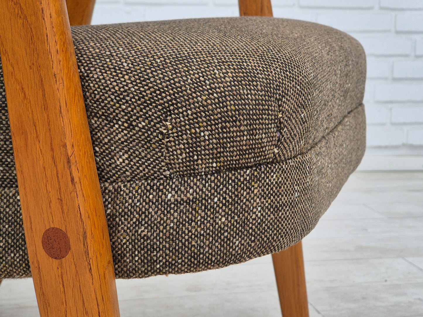 1960s, Danish armchair, furniture wool/cotton fabric, teak wood.