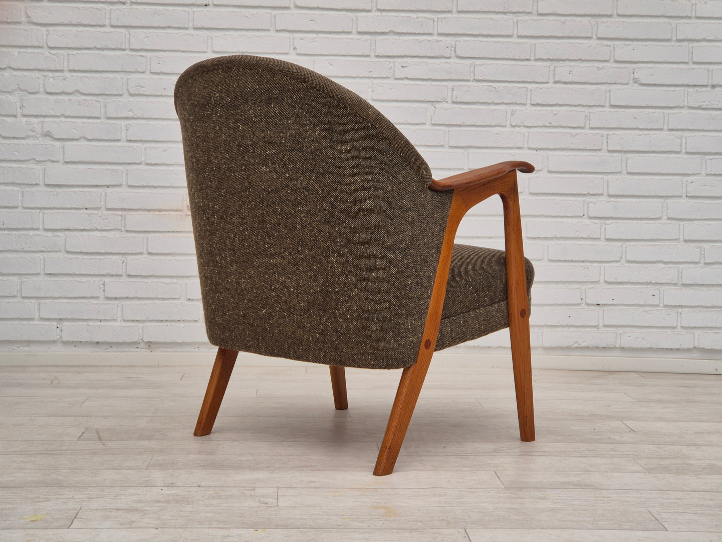 1960s, Danish armchair, furniture wool/cotton fabric, teak wood.