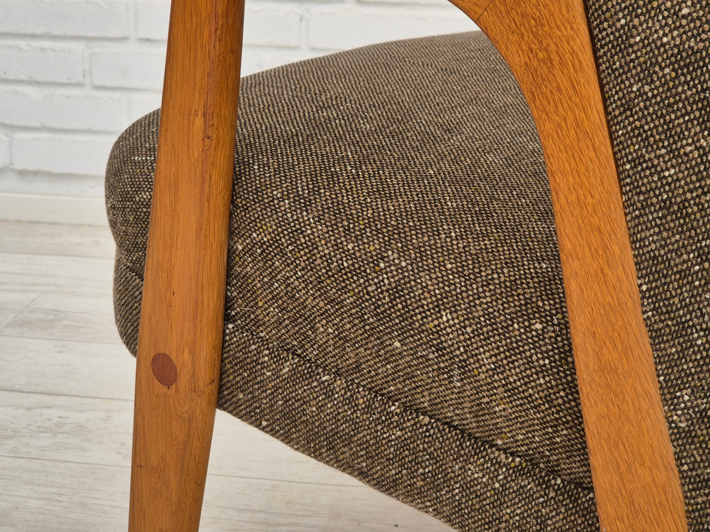 1960s, Danish armchair, furniture wool/cotton fabric, teak wood.